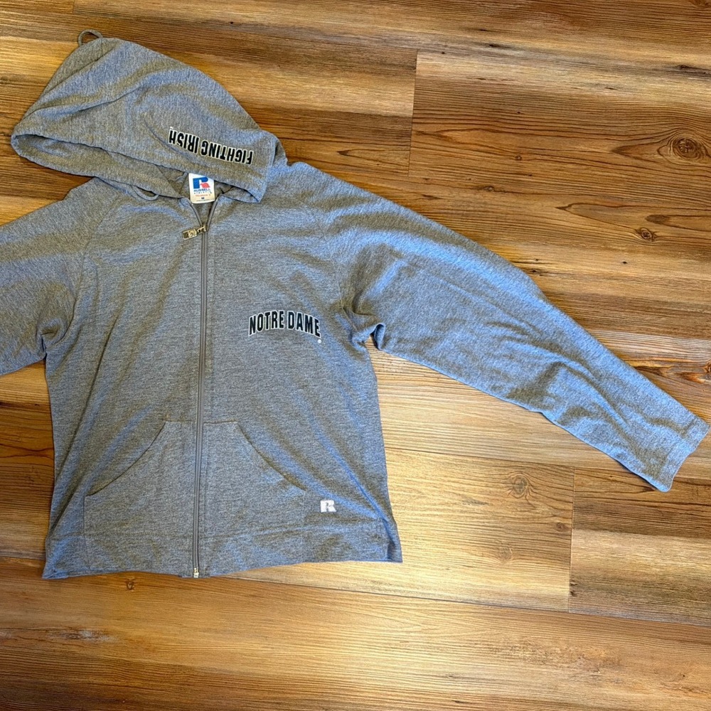 Russell Athletic Notre Dame‎ Fighting Irish Zip Up Hoodie Gray Womens Medium
